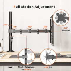 Redbat monitor arm with ventilated laptop tray, fully adjustable for 13 to 32 inch LCD LED screens & up to 16 inch notebooks, 2 mounting options, tilt, swivel & rotate